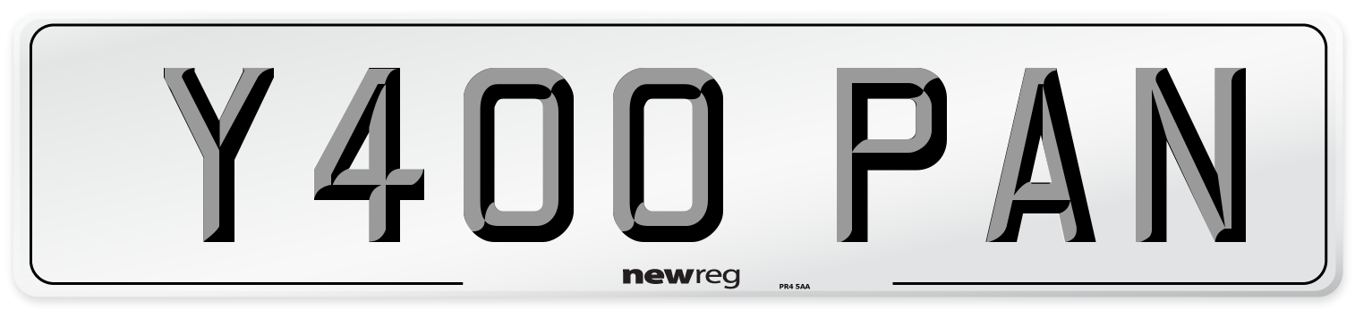 Y400 PAN Number Plate from New Reg